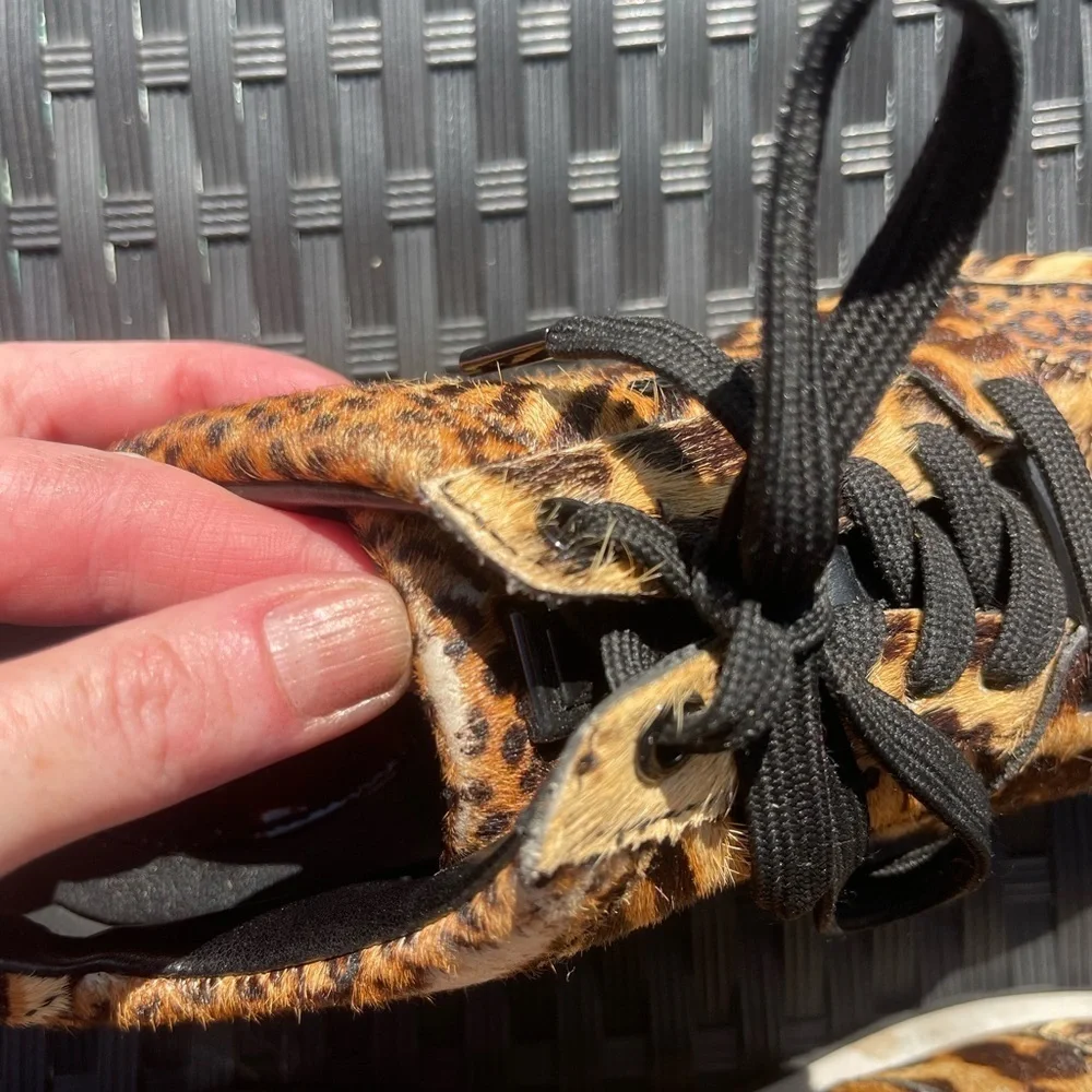 Michael Kors women’s sneakers, faux animal print, leather upper